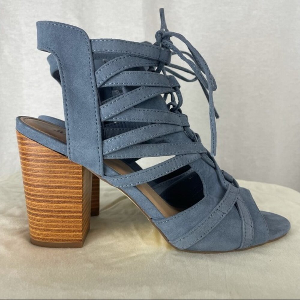 NWT Duty Blue Lace Up Heeled Sandals - Picture 15 of 15